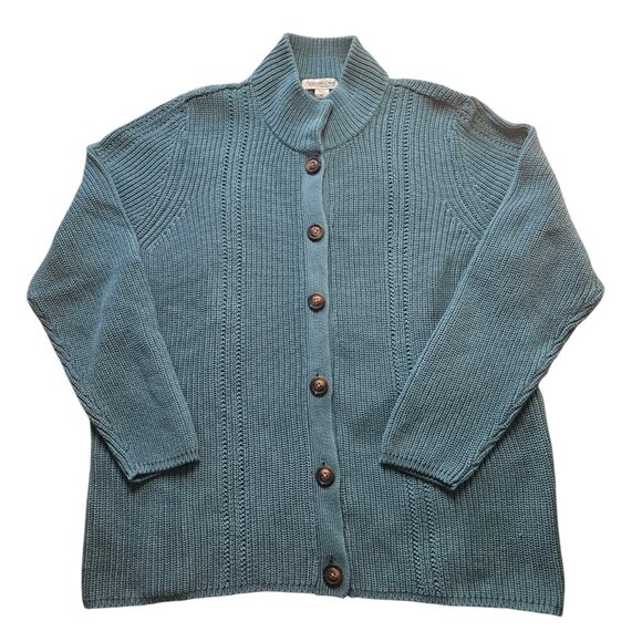 NEW Coldwater Creek Shaker Detail Button Cardigan Women's SZ X-Large Sea Foam - Picture 6 of 14